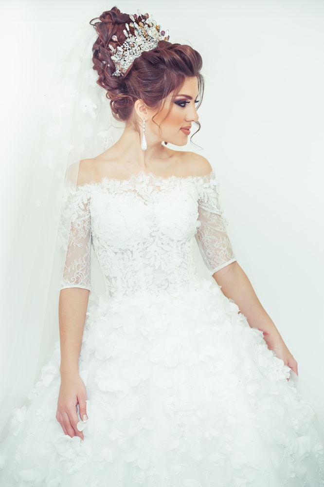 beautiful bride on a white background